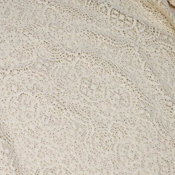 Vtg Sheer Crochet Overlay Lace Blouse Top Womens LP Cottage Coquette - Picture 3 of 7